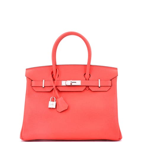 Birkin Handbag Red Epsom with Palladium Hardware 30
