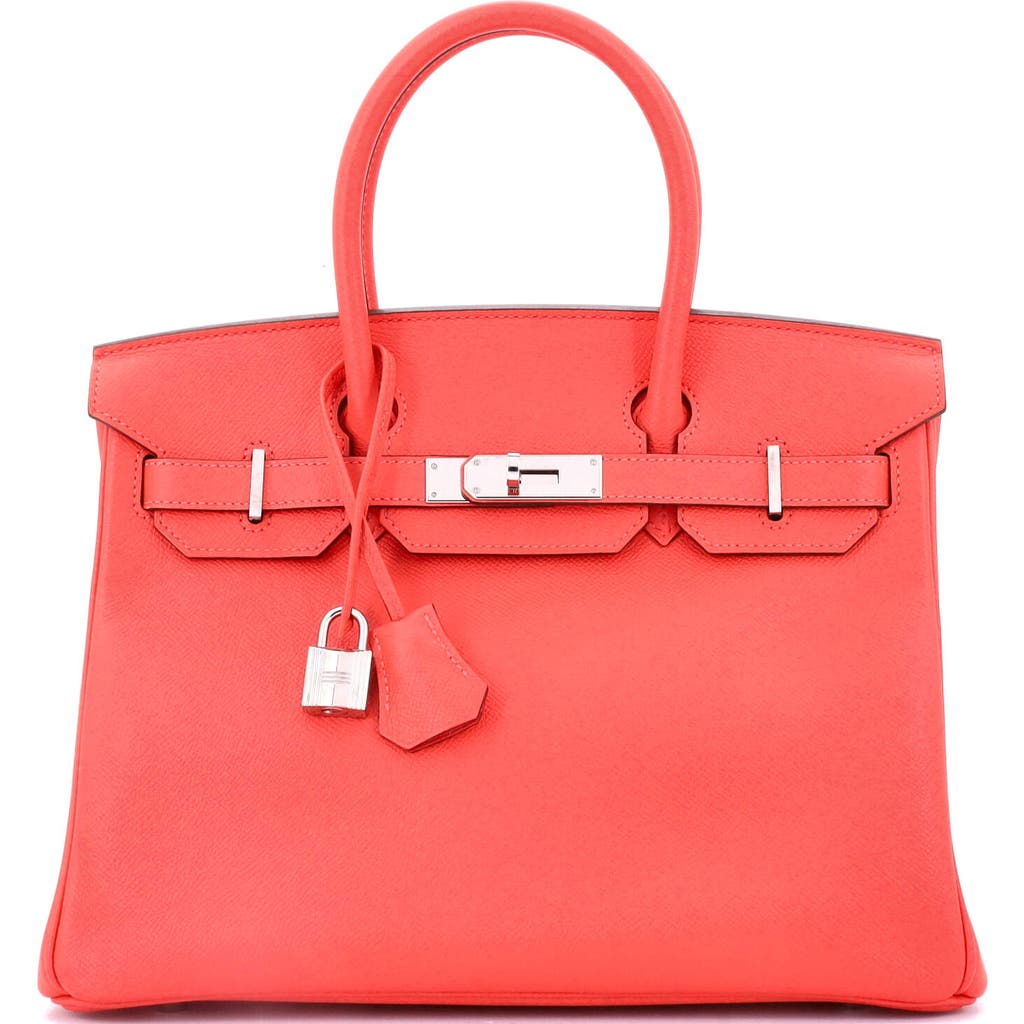Pre-owned Hermes Hermes Birkin Handbag Red Epsom With Palladium Hardware 30 In Red