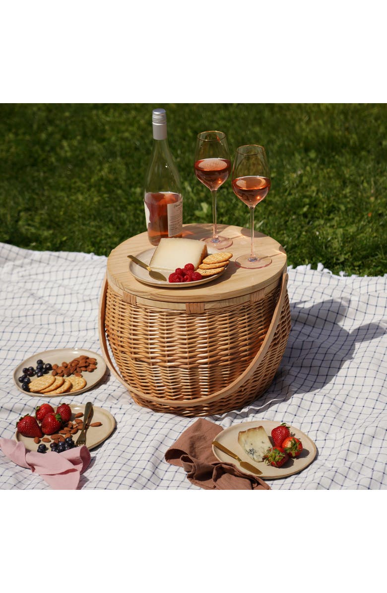 TWINE Cask Willow Picnic Basket, Alternate, color, Brown