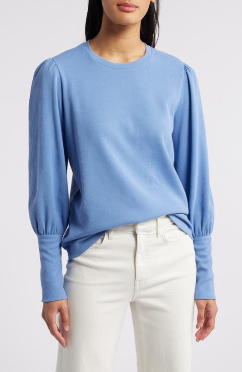 Crewneck Puff Sleeve Rib Top