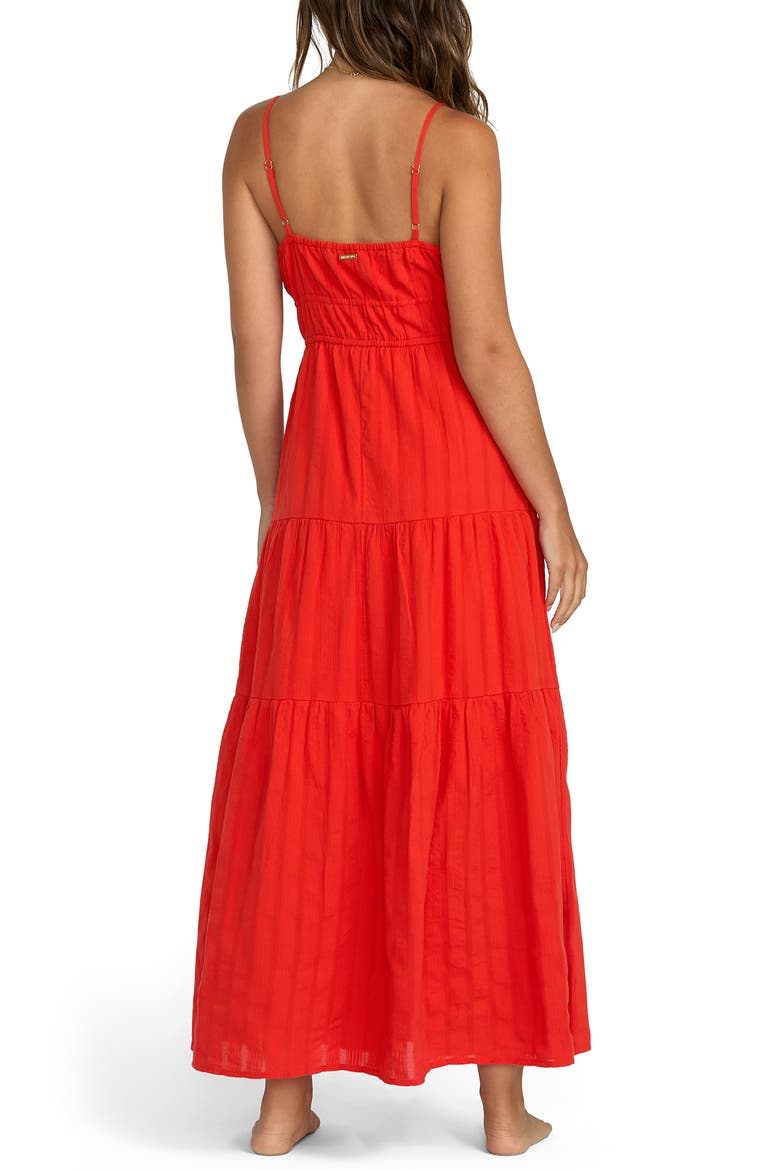 Red Aloha Tiered Cotton Maxi Sundress, Alternate, color, RED ALOHA