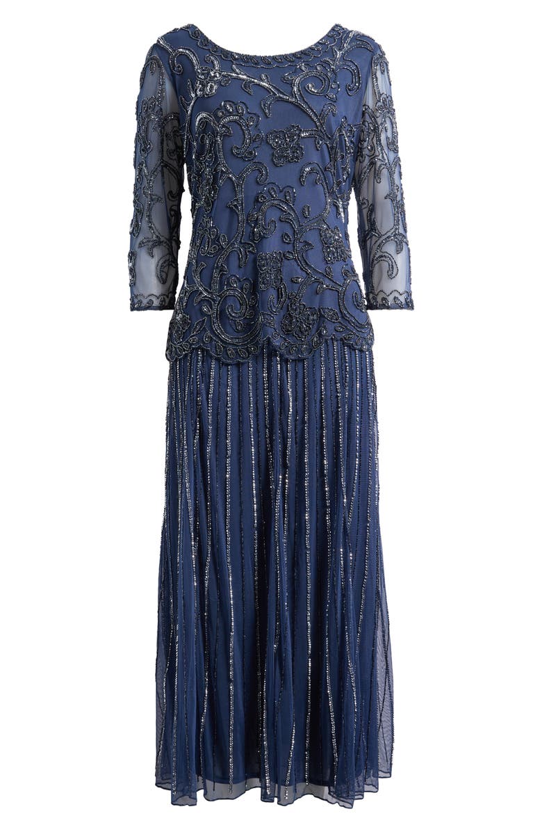 Pisarro Nights Beaded Chiffon Mock Two-Piece Dress, Alternate, color, 