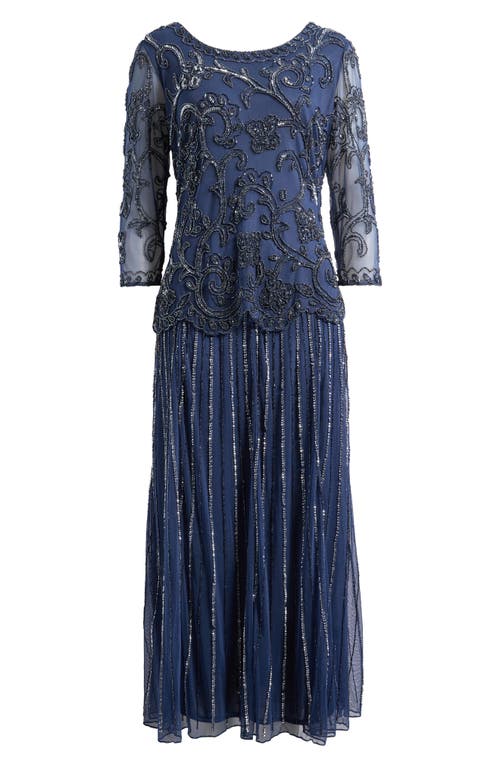 PISARRO NIGHTS PISARRO NIGHTS BEADED CHIFFON MOCK TWO-PIECE DRESS