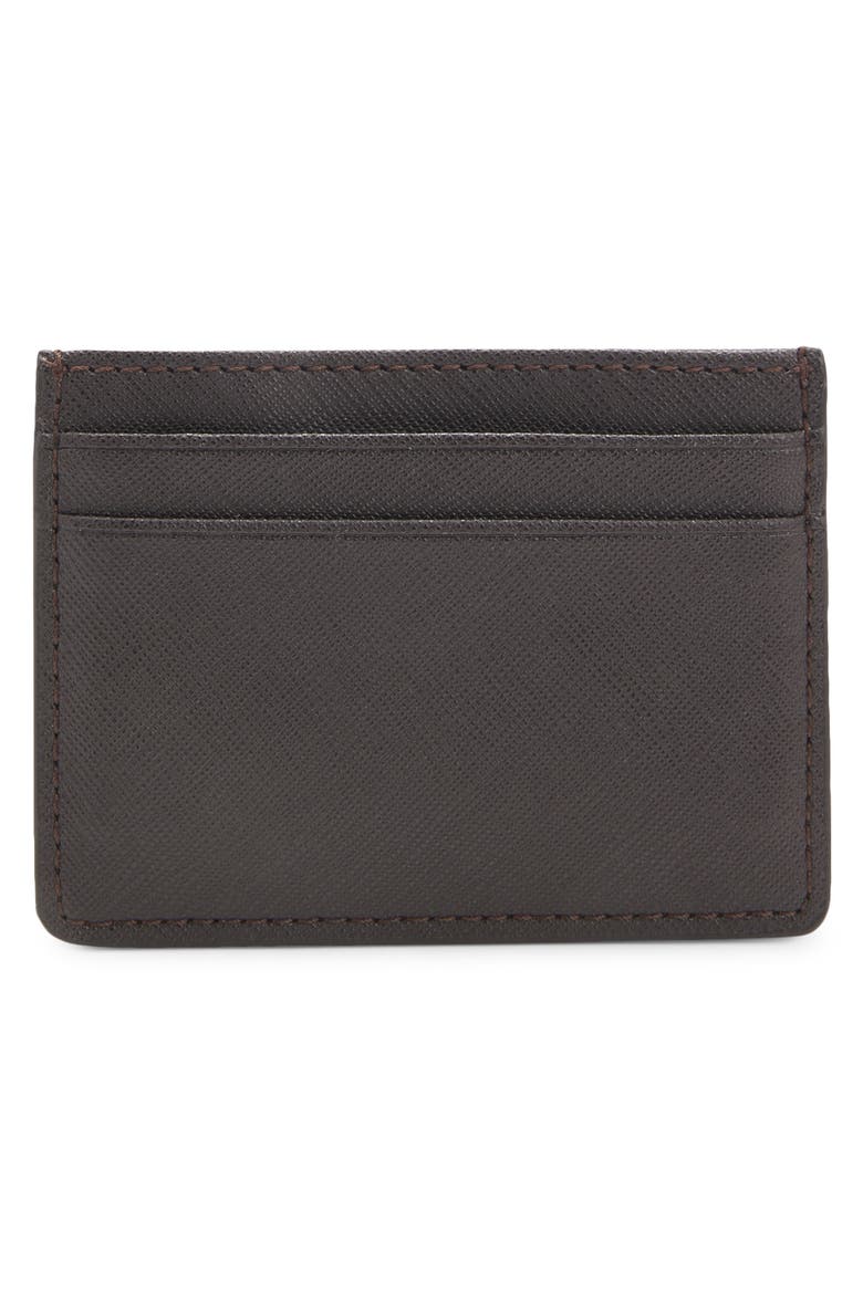 Zair Bonded Leather Card Holder, Alternate, color, DARK BROWN