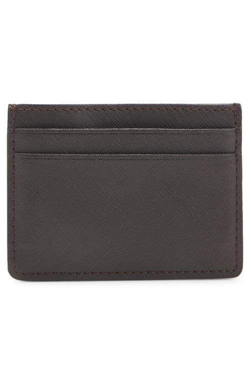 Hugo Boss Hugo Zair Bonded Leather Card Holder In Brown