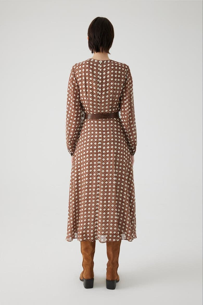 Alaina Chiffon Midi Dress, Alternate, color, BROWN-BONE
