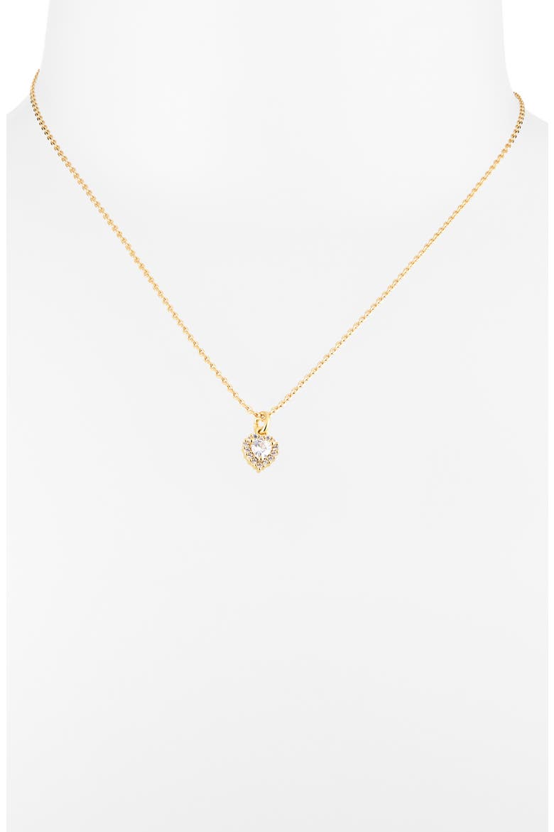 cubic zirconia heart halo pendant necklace, Alternate, color, CLEAR/ GOLD