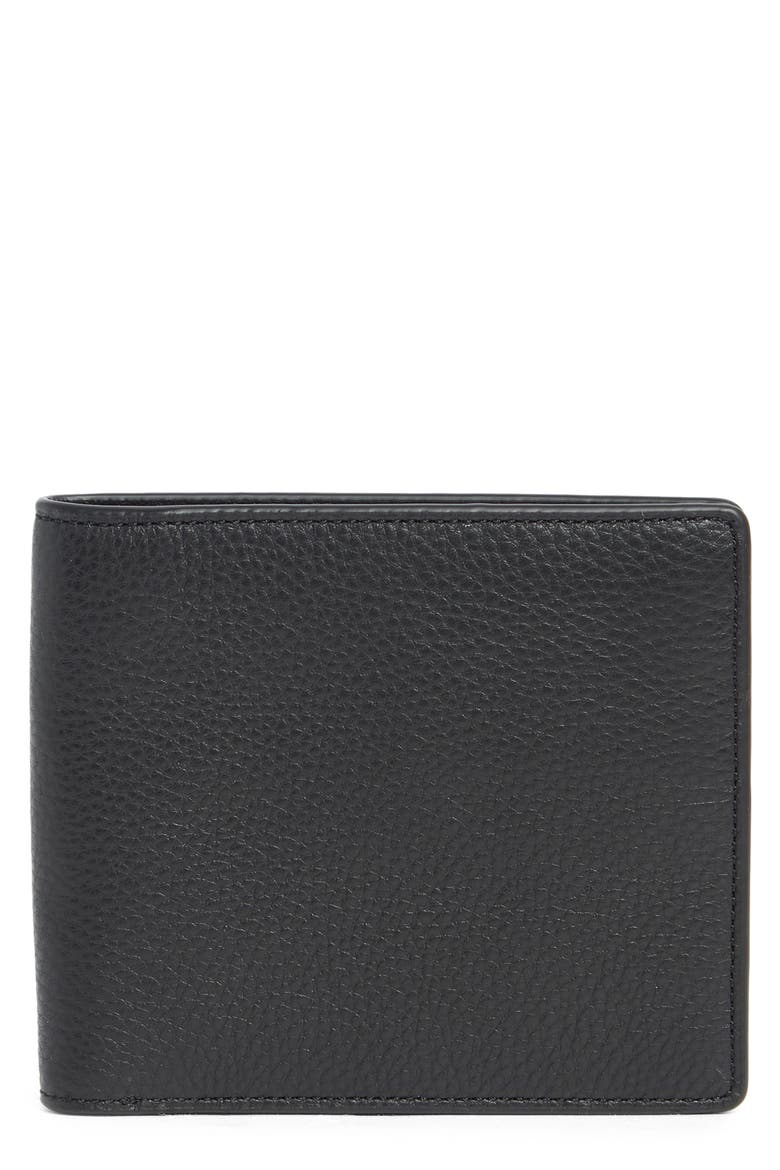 Slim Pebble Leather Bifold Wallet, Main, color, BLACK
