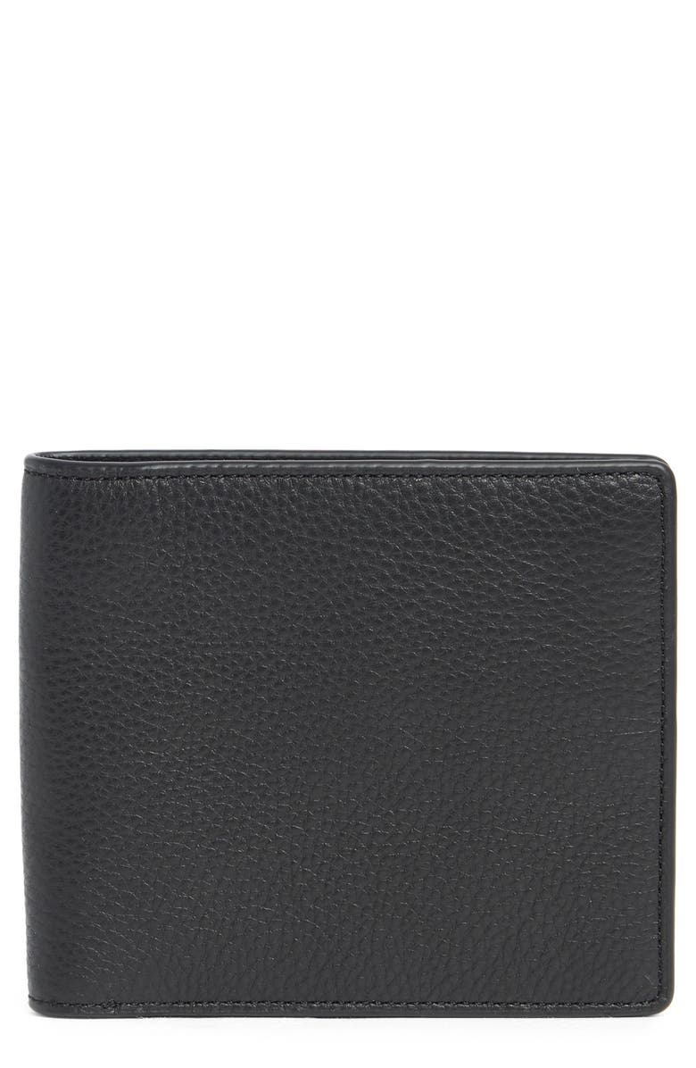 Nordstrom Slim Pebble Leather Bifold Wallet, Main, color, Black