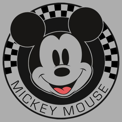 Mickey & Friends Boy's  Checkered Mickey Mouse Portrait  Graphic T-shirt In Gray