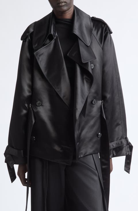 Claw Crop Liquid Satin Trench Coat