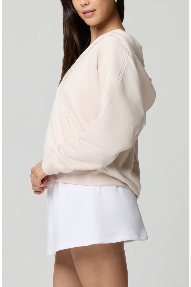 Cozy Crush Forever Embroidered Oversize Graphic Zip Hoodie, Alternate, color, ROSE QUARTZ PERFUME