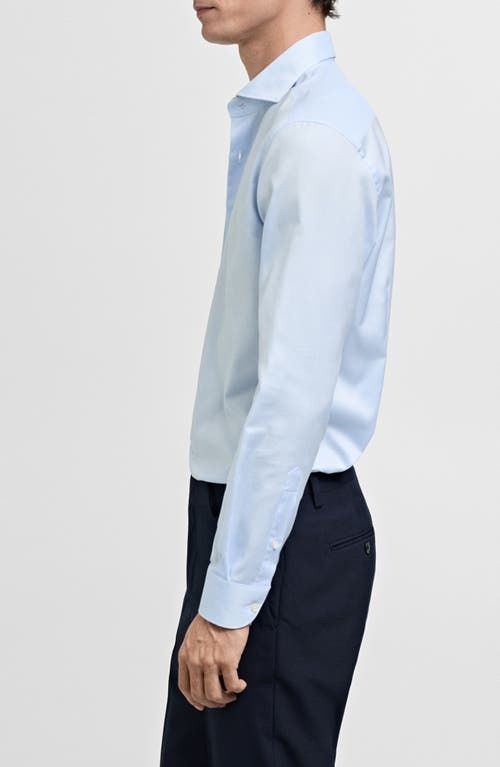 Mango Slim Fit Cotton Poplin Suit Button-up Shirt In Sky Blue