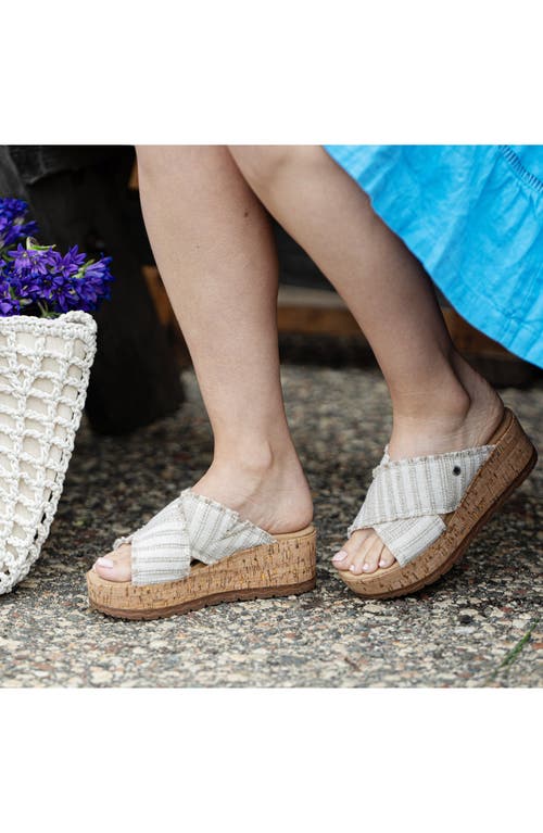 Minnetonka Posey Wedge Sandal In Taupe Stripe