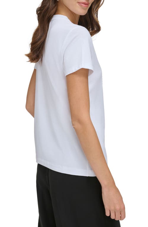 Dkny Rhinetsone Logo Graphic T-shirt In White