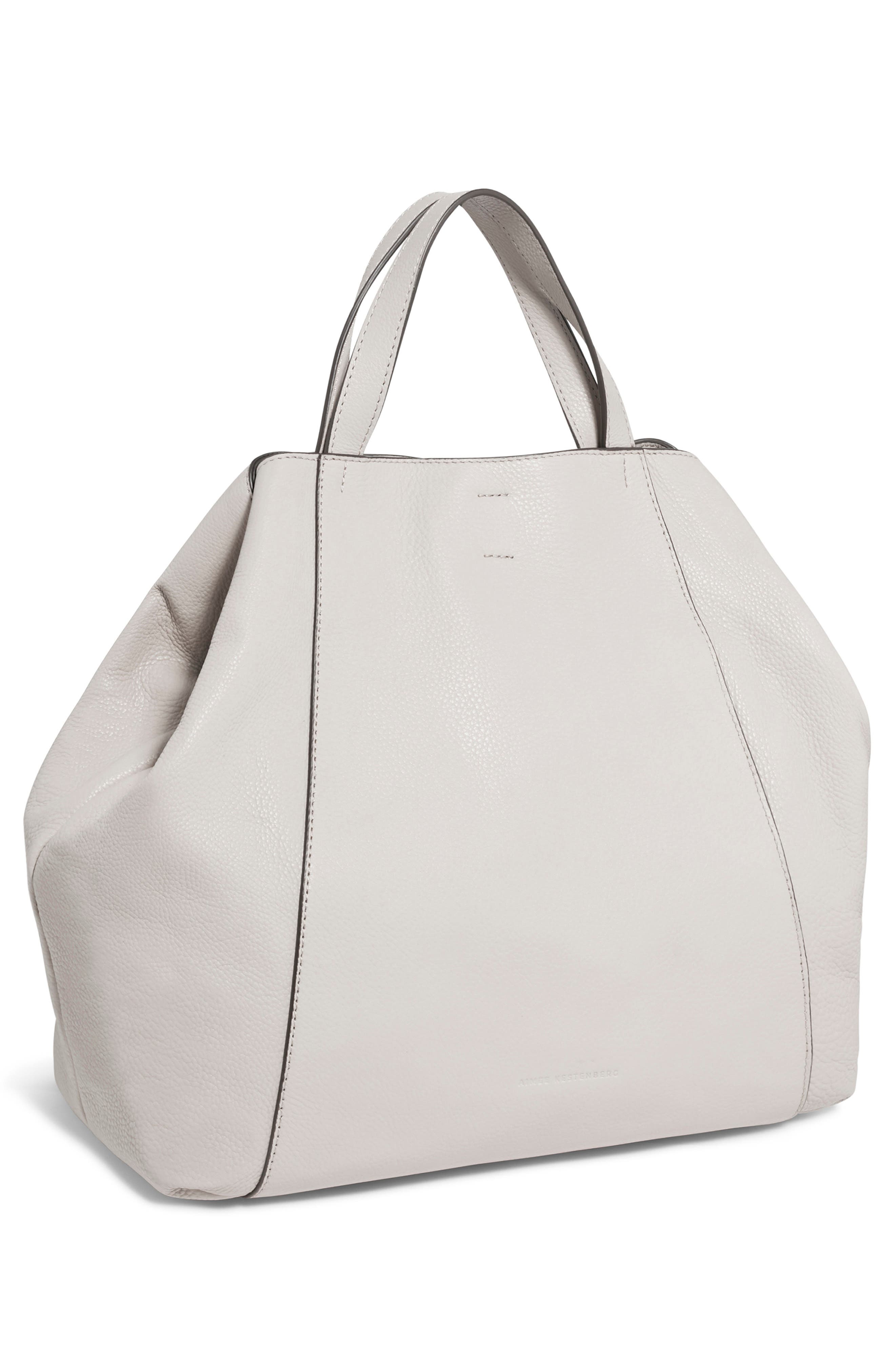AIMEE Empire Convertible Leather Tote, Alternate, color, Chalk