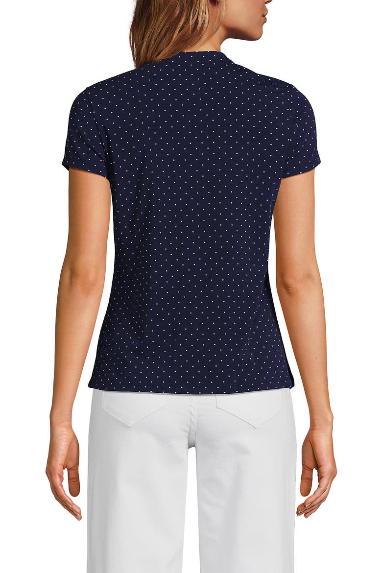 Short Sleeve Lightweight Jersey Button Pintuck Top, Alternate, color, Deep Sea Navy Pin Dot