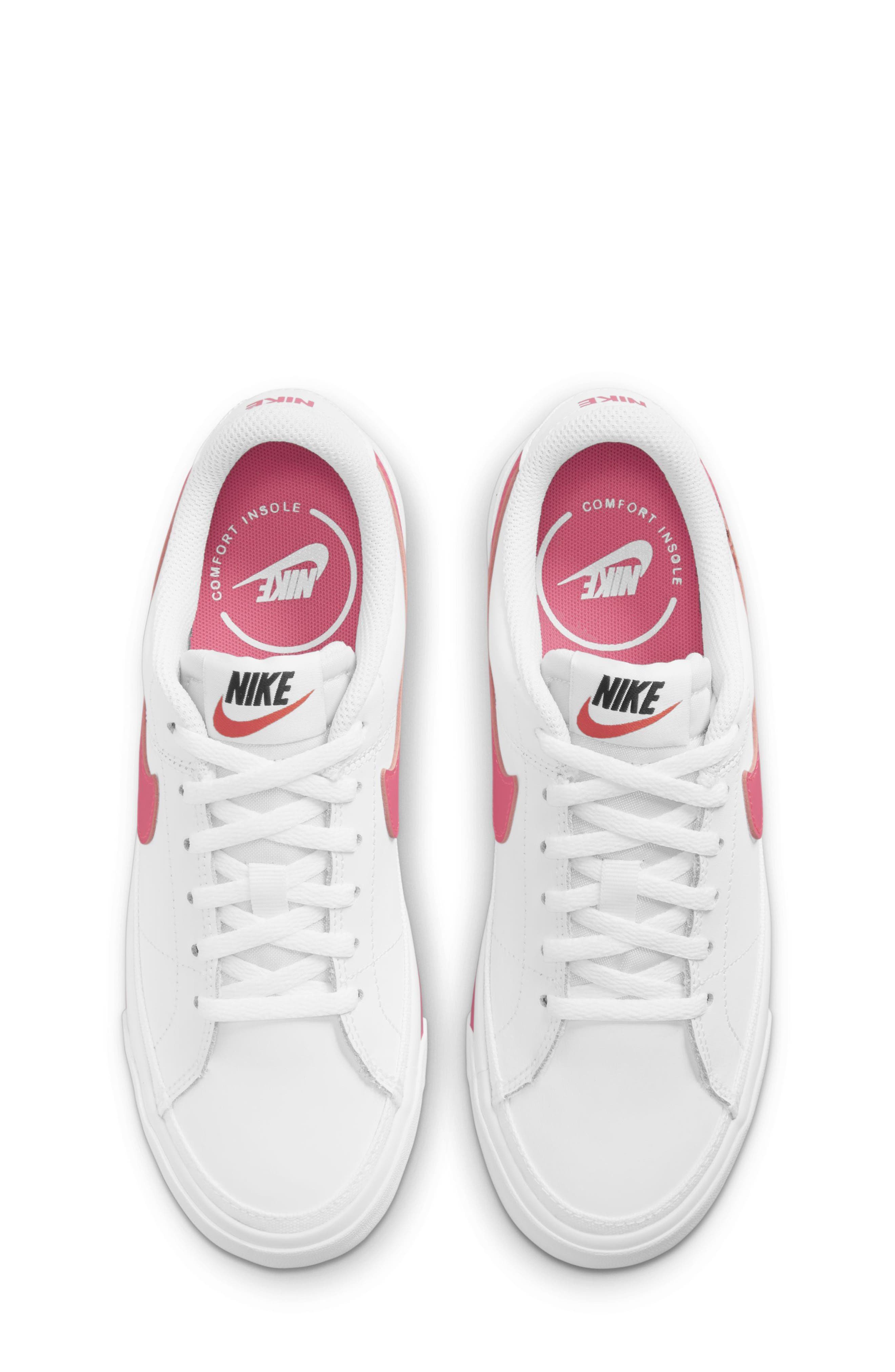 Nike Kids' Court Legacy Sneaker, Alternate, color, White/ Hyper Pink