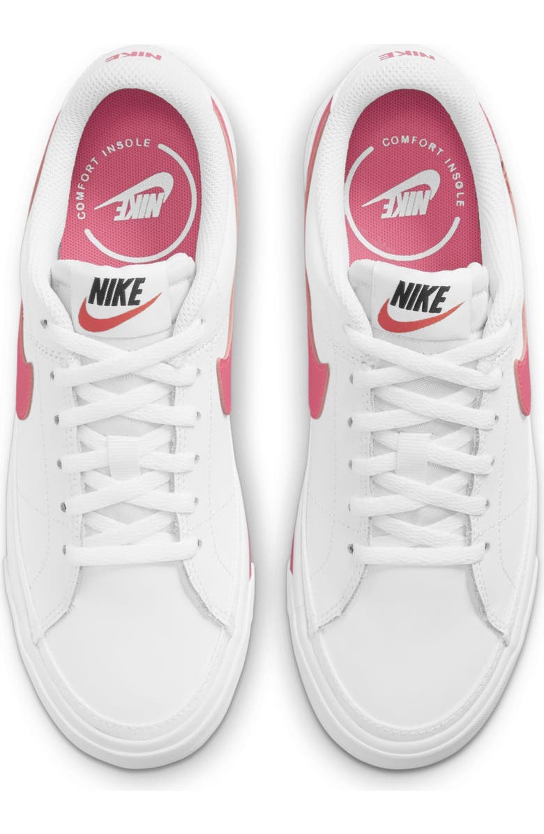 Nike Kids' Court Legacy Sneaker, Alternate, color, White/ Hyper Pink