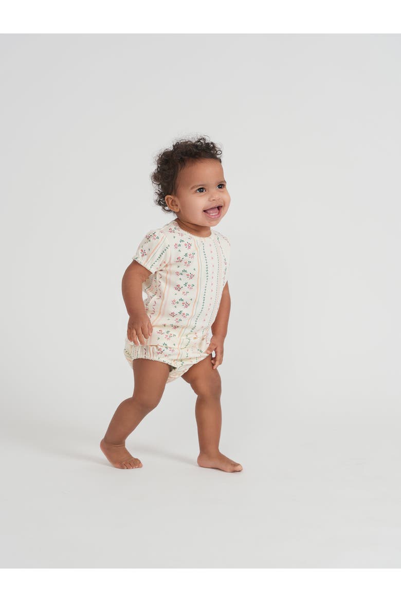 Floral Cotton Rib Short Sleeve Top and Bloomer Set, Alternate, color, Pink
