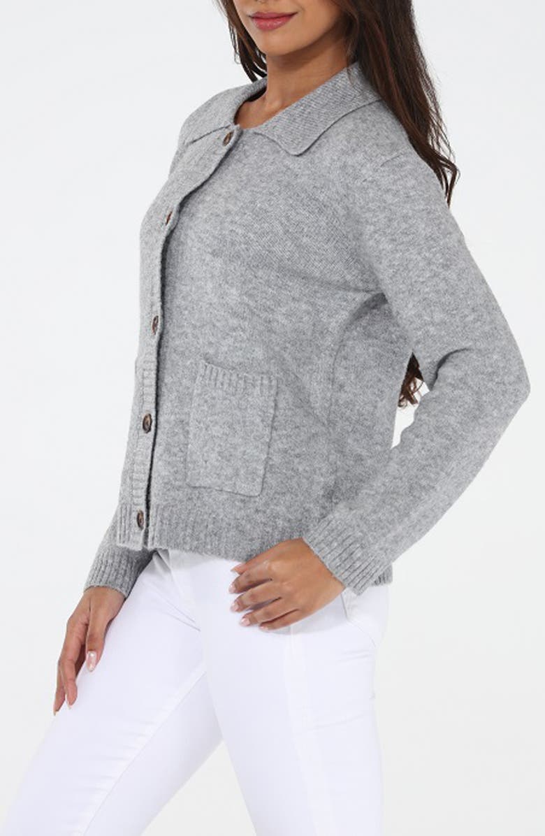 RAIN AND ROSE Collared Sweater Jacket, Alternate, color, Grey