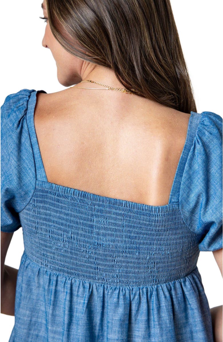 Hope & Henry Women's Organic Ruched Chambray Dress, Alternate, color, Pleated Chambray