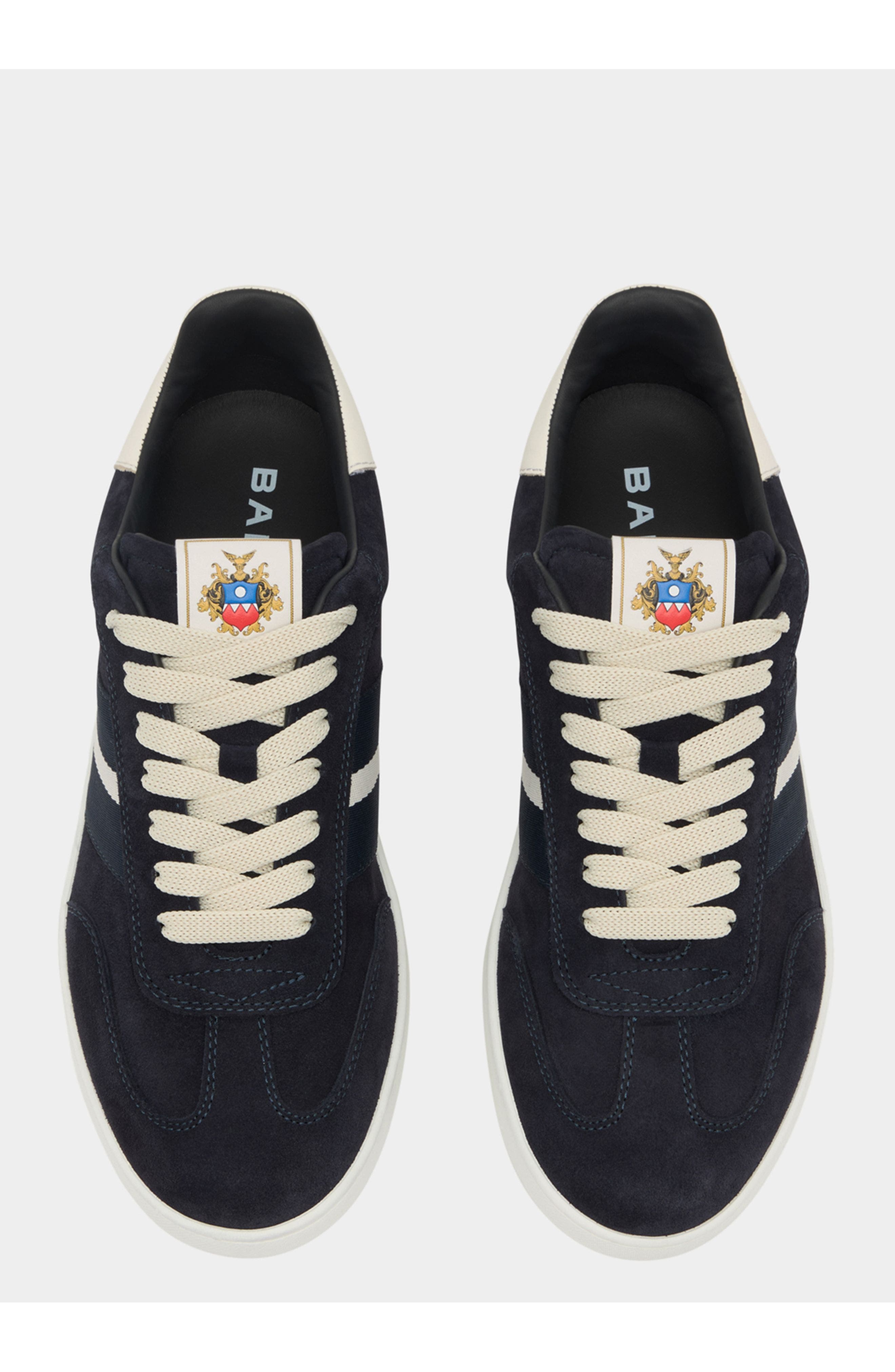 Bally Retro Crest Sneaker in Calf Suede, Alternate, color, Blue