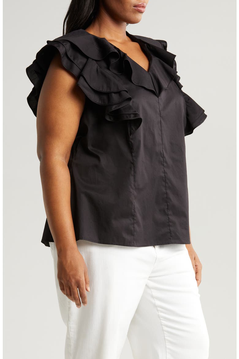 Yurika Cotton Poplin Ruffle Top, Alternate, color, BLACK