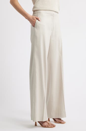Linen Blend Wide Leg Pants