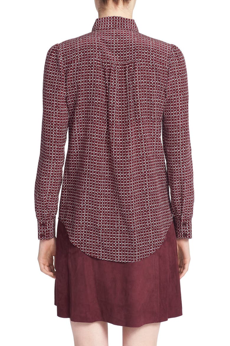 'parker dot' print silk bow blouse, Alternate, color, MIDNIGHT WINE