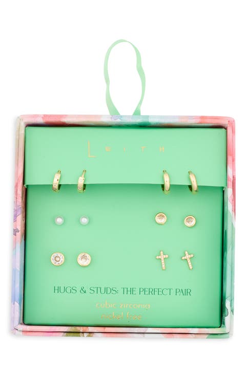 Set of 6 Assorted Stud & Hoop Earrings