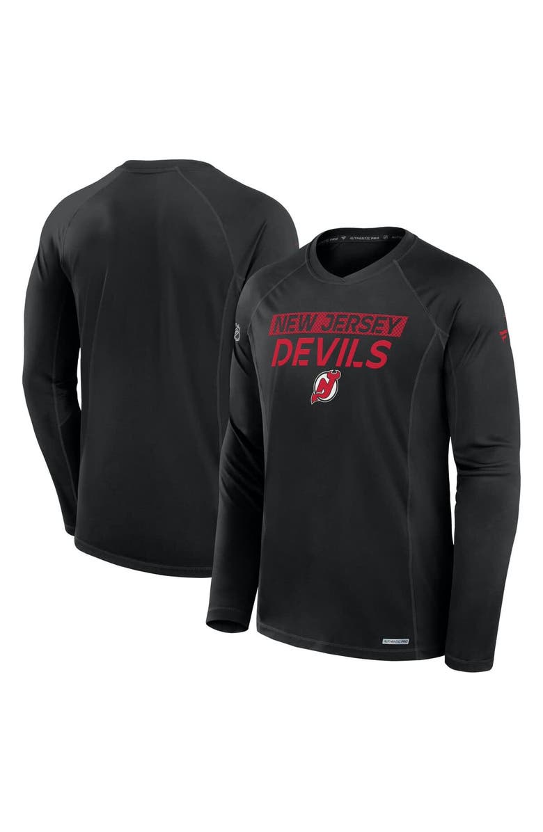 FANATICS Men's Fanatics Black New Jersey Devils Authentic Pro Rink Tech Long Sleeve T-Shirt, Main, color, Black