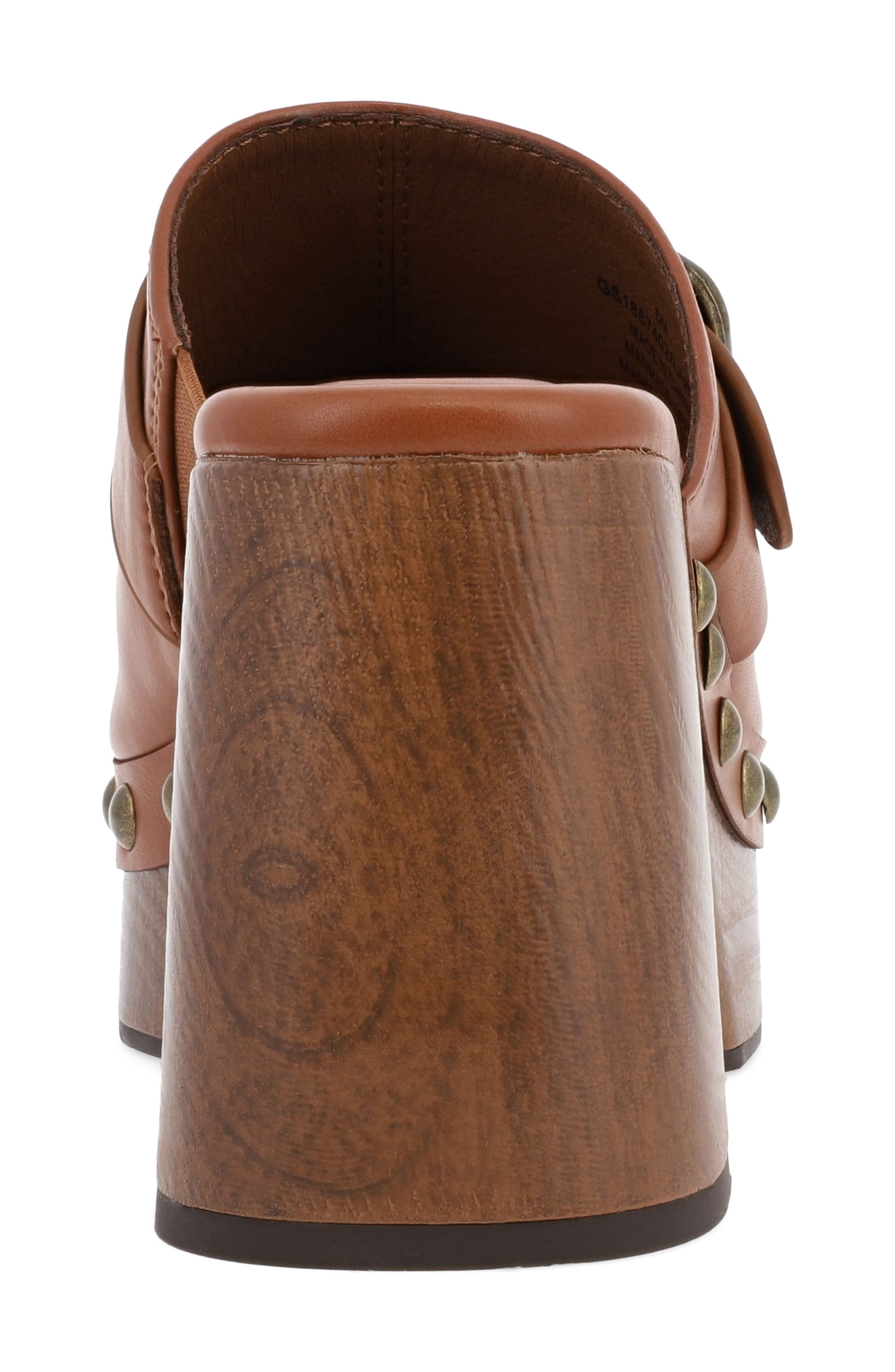 Larina Faux Leather Platform Clog, Alternate, color, COGNAC