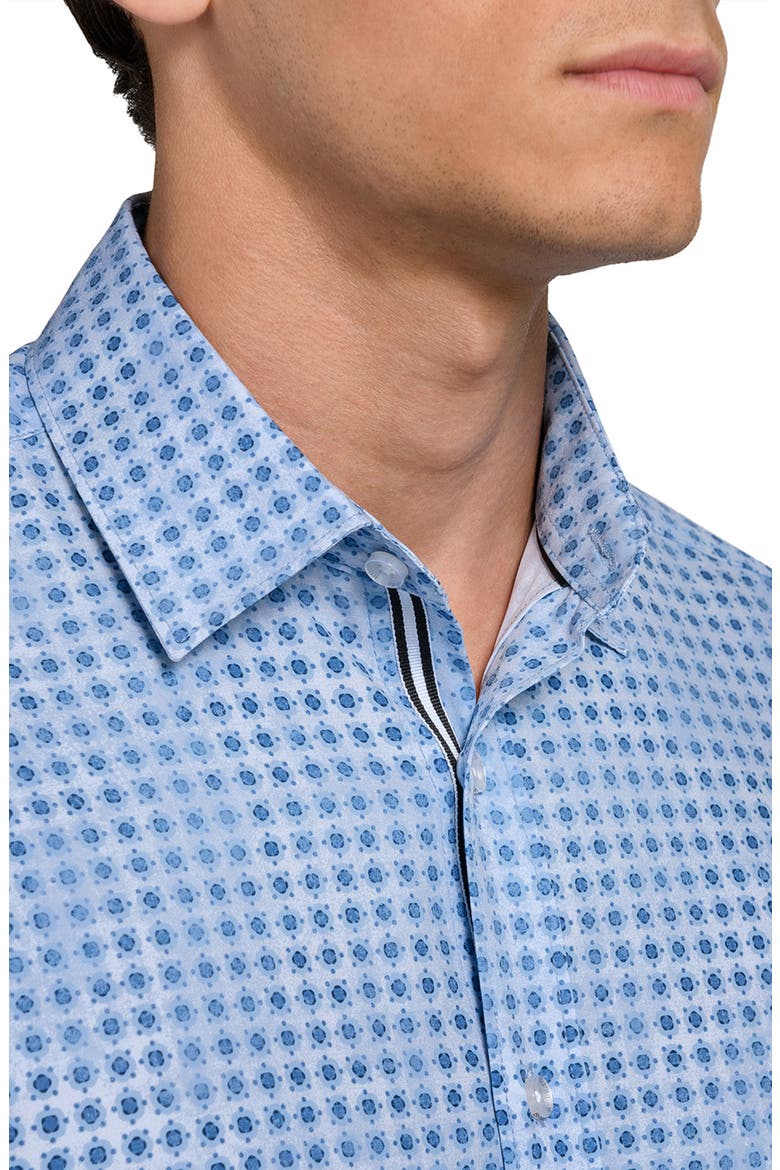 Faded Dot Print Woven Long Sleeve Basic, Alternate, color, DUSTY BLUE