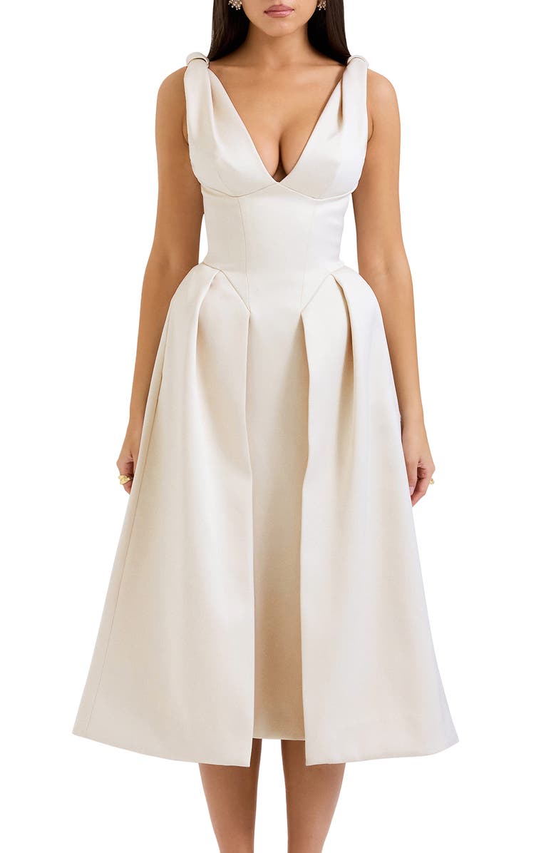 HOUSE OF CB Paloma Sleeveless Satin Gown, Alternate, color, Vintage Cream