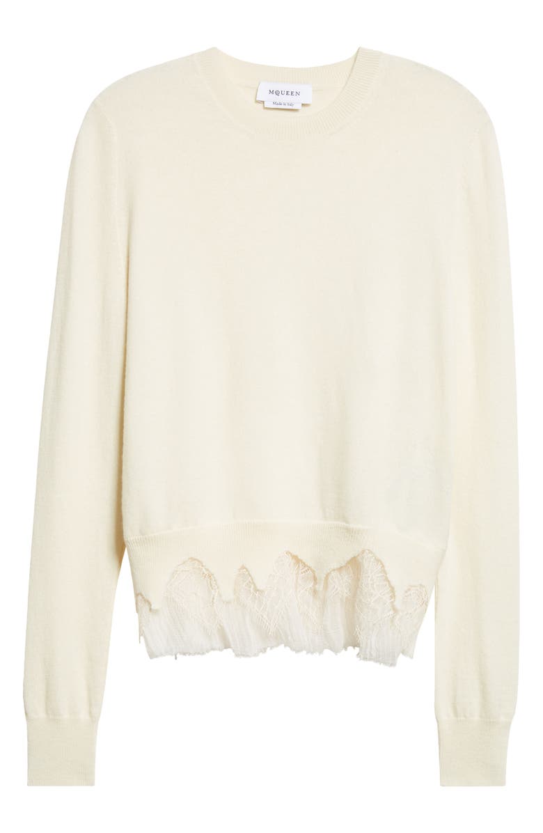 McQueen Cobweb Lace Wool & Cashmere Sweater, Alternate, color, Ivory/ Ivory