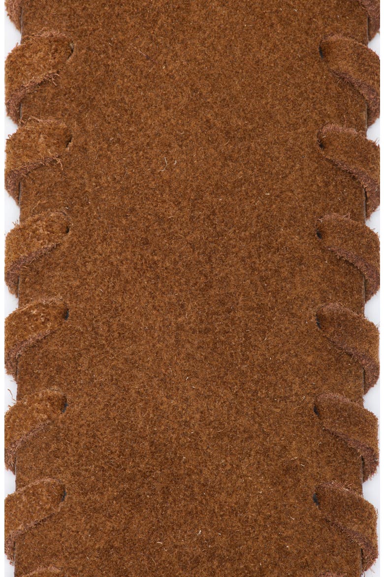 Whipstitched Wide Suede Belt, Alternate, color, COGNAC