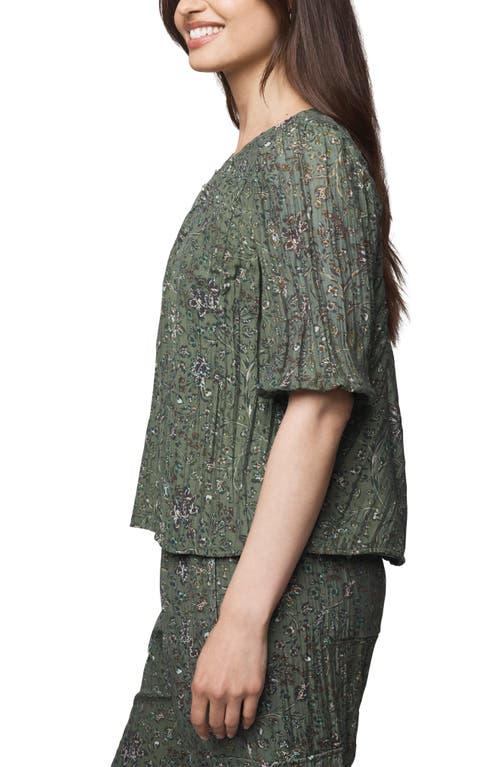 Splendid Versailles Floral Puff Sleeve Top In Green