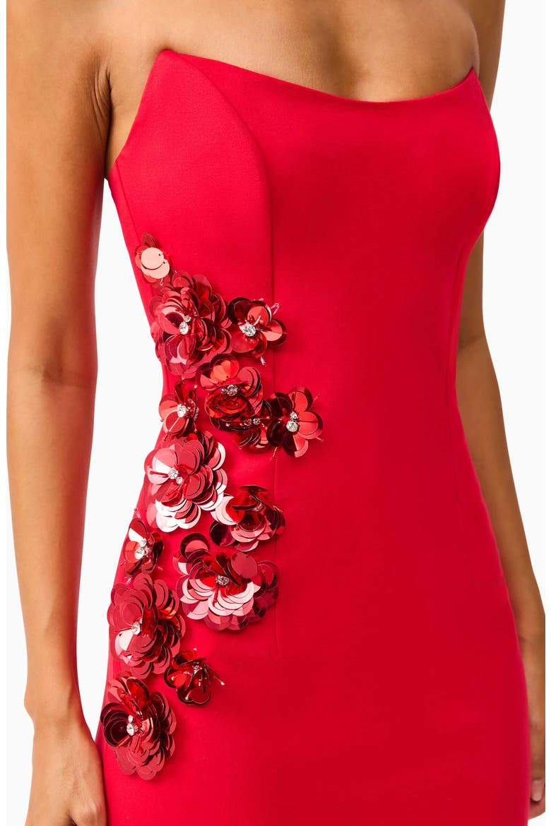 Yasmine Strapless Embellished Ponté Gown, Alternate, color, RED