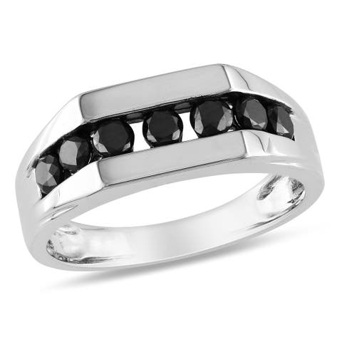 Men's Black Diamond Ring Sterling Silver