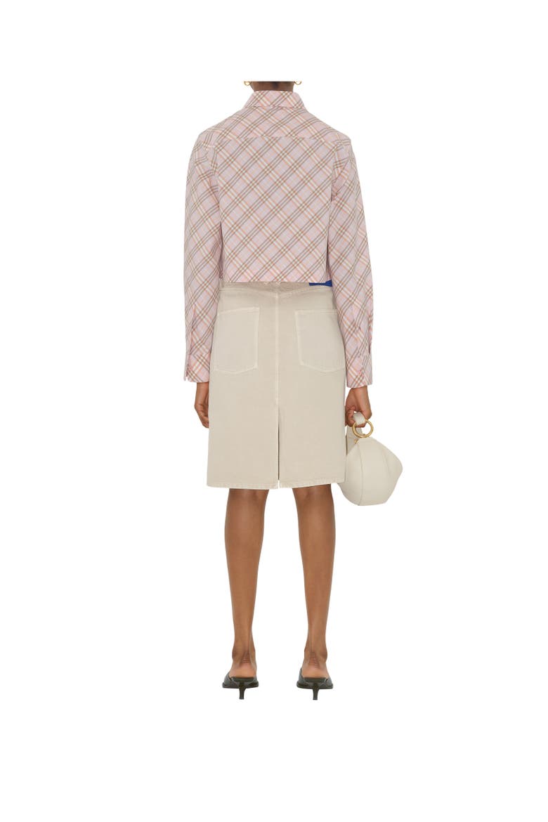 Cropped Check Cotton Shirt, Alternate, color, Floss pink