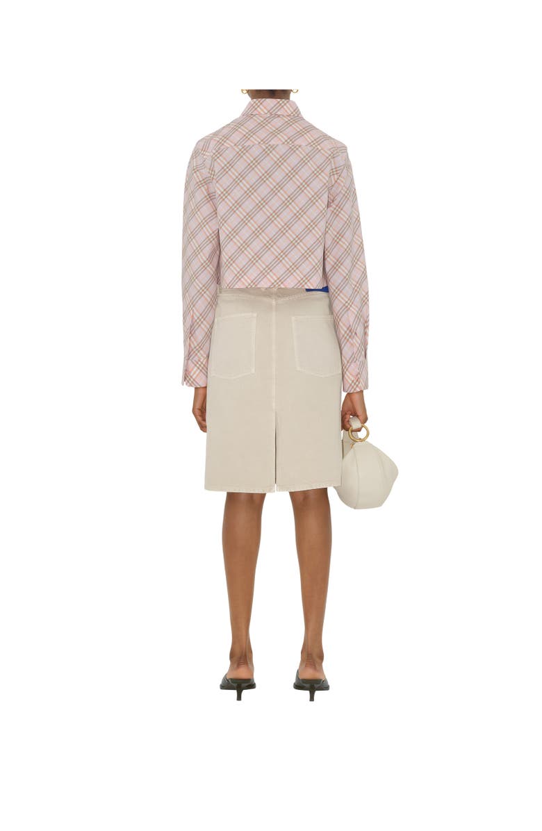 Burberry Cropped Check Cotton Shirt, Alternate, color, Floss Pink
