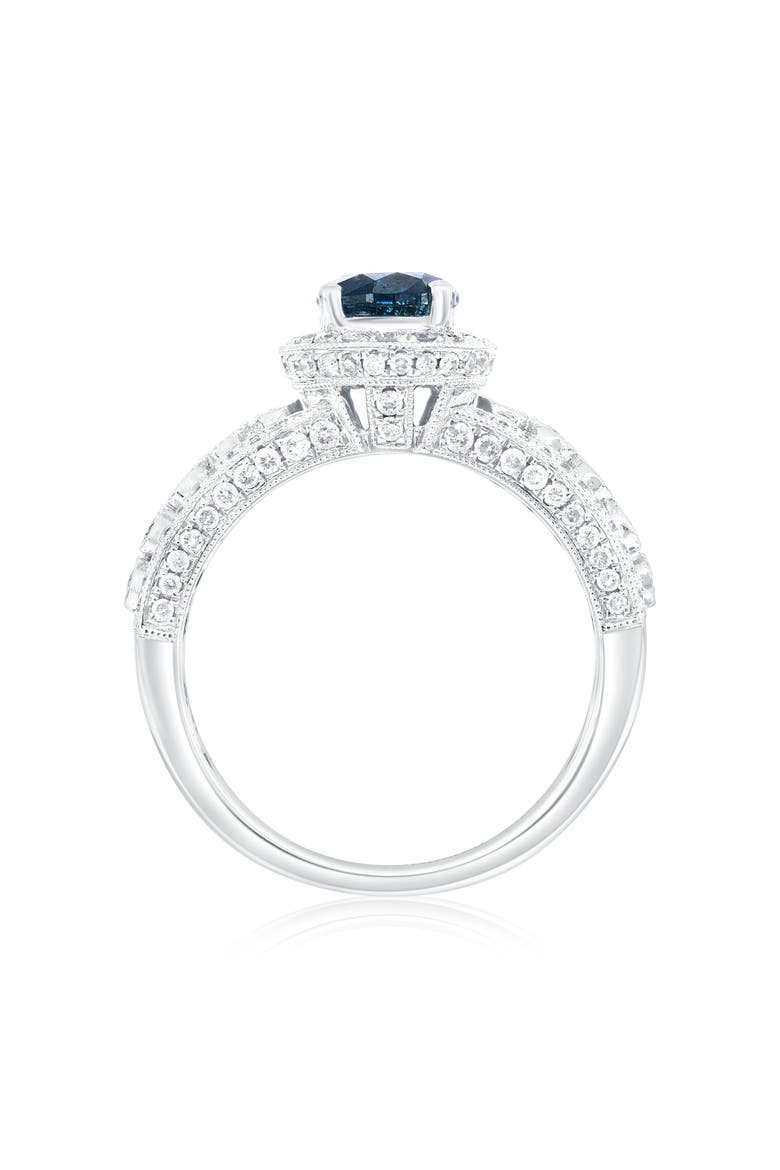 14K White Gold 1.08ct Blue Diamond & 0.77cttw Diamond Ring, Alternate, color, White Gold