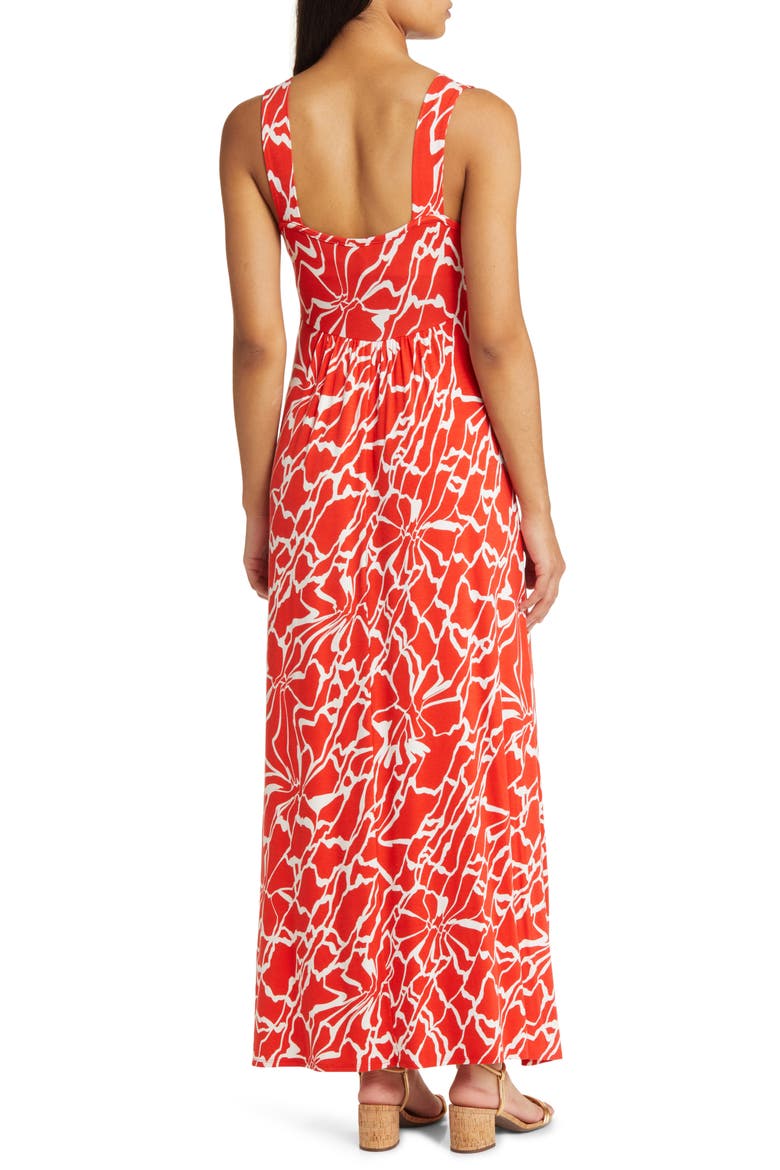 Empire Waist Jersey Maxi Dress, Alternate, color, SPICY ORANGE
