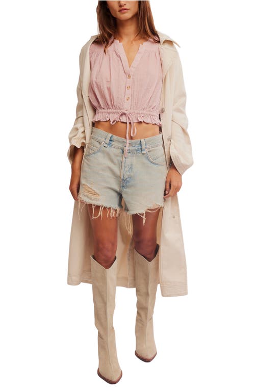 Free People Little Cloud Button-up Crop Top In Pale Mauve