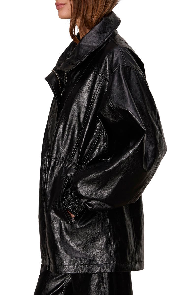 rag & bone Monica Faux Leather Jacket, Alternate, color, Black