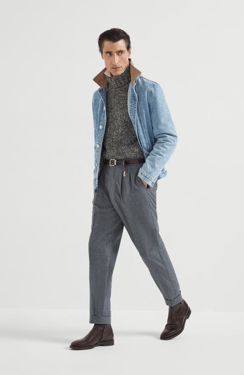 Brunello Cucinelli Leisure Fit Trousers With Double Pleats In Gray