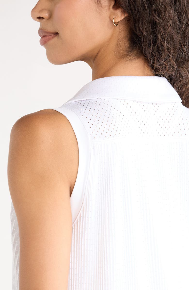 Zella Pleated Mesh Dress, Alternate, color, White