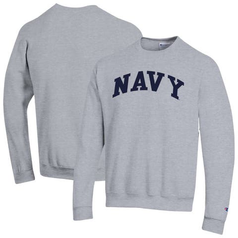Men's Champion  Heather Gray Navy Midshipmen Basic Arch Fleece Pullover Sweatshirt