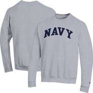 Champion Men's Champion  Heather Gray Navy Midshipmen Basic Arch Fleece Pullover Sweatshirt